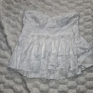 White Lace Strapless Top Entro Baby Doll Strapless Size L